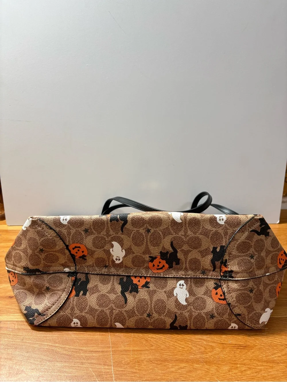 Coach Halloween Print Brown Tote Bag with Black Trim
